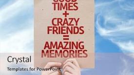  Presentation with memories - Audience pleasing presentation consisting of good times crazy friends amazing memories card with sky background backdrop and a coral colored foreground