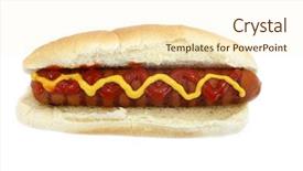  Presentation with hotdog corn dog street junk - Presentation design featuring good vs bad - hot dog hot dog background and a cream colored foreground