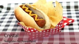 Presentation with potato chips - Beautiful slide deck featuring good vs bad - hot dog hot dog backdrop and a  colored foreground
