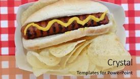  Presentation with mustard yellow - Cool new PPT layouts with good vs bad - hot dog hot dog backdrop and a coral colored foreground