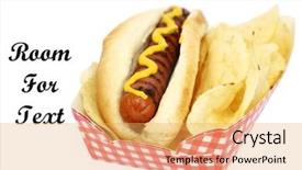  Presentation with potato chips - Slide set with good vs bad - hot dog in bun isolated background and a yellow colored foreground