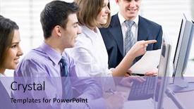  Presentation with young business people - PPT layouts with good works - young business people working background and a light blue colored foreground