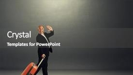  Presentation with happy sad face man - PPT theme having goodbye - happy senior man with suitcase background and a gray colored foreground