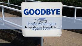  Presentation with goodbye - Amazing PPT layouts having goodbye-sign-at-the-exit backdrop and a light blue colored foreground