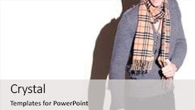  Presentation with quarter - Beautiful PPT layouts featuring goodlooking tall slim young man with spiky hair wearing a scarf slightly elevated three quarter studio portrait with defined shadow backdrop and a light gray colored foreground