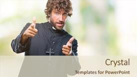  Presentation with catholic eucarit - Presentation theme having goodness god - handsome hispanic catholic priest man background and a cream colored foreground