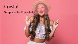  Presentation with good luck - Cool new presentation design with goodness god - image of charming young lady backdrop and a coral colored foreground