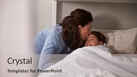  Presentation with bedtime cartoon - PPT theme consisting of goodnight to daughter at bedtime background and a light gray colored foreground