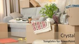  Presentation with moving - PPT theme with goods for moving into new background and a  colored foreground