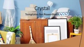  Presentation with moving - Theme consisting of goods for moving into new background and a  colored foreground