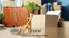  Presentation with moving - Slide deck with goods for moving into new background and a coral colored foreground