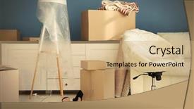  Presentation with moving - Presentation design having goods for moving into new background and a coral colored foreground