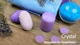  Presentation with handmade spa lavender soap - Slide set having goods for the spa soap background and a coral colored foreground