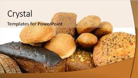  Presentation with bread - Slide deck with goods isolated on white side background and a yellow colored foreground