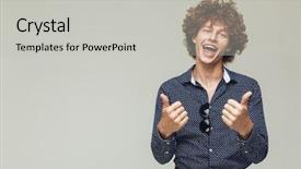  Presentation with retro - PPT layouts featuring goofy - photo of young happy retro background and a light gray colored foreground