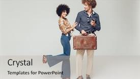  Presentation with young happy couple - Colorful theme enhanced with goofy - picture of young emotional happy backdrop and a mint green colored foreground