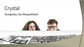  Presentation with keyboard - PPT theme having goofy - two nerds starring at keyboard background and a white colored foreground