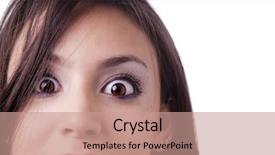  Presentation with huda beauty - PPT layouts featuring goofy big eyed beauty girl background and a coral colored foreground