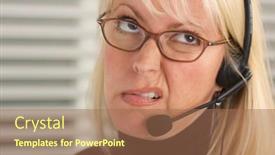  Presentation with phone - Slides with goofy-businesswoman-makes-a-face background and a  colored foreground