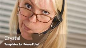  Presentation with phone - Slides enhanced with goofy-businesswoman-makes-a-face background and a  colored foreground