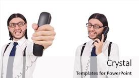  Presentation with google - Slide deck with google company - angry businessman with phone isolated background and a white colored foreground