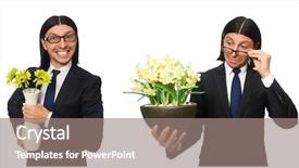  Presentation with google - Cool new PPT theme with google company - handsome businessman holding vase backdrop and a  colored foreground