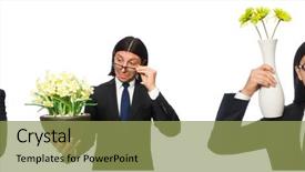  Presentation with flowers vase - Cool new theme with google company - handsome businessman holding vase backdrop and a yellow colored foreground