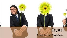  Presentation with google - Presentation theme consisting of google company - handsome businessman with flower isolated background and a coral colored foreground