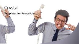  Presentation with call center reporting - Slide deck having google company - young call center employee isolated background and a cream colored foreground