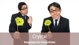  Presentation with google - Cool new theme with google company - young man in black costume backdrop and a coral colored foreground