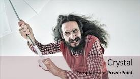  Presentation with umbrella - Cool new slides with google glasses - funny guy holding an umbrella backdrop and a violet colored foreground