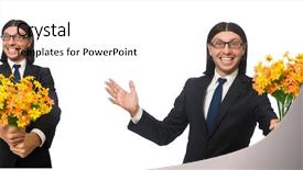  Presentation with google - Presentation theme having google glasses - handsome businessman with flower isolated background and a white colored foreground