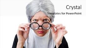  Presentation with nun - PPT theme featuring googles modeling - comic nun isolated on white background and a white colored foreground