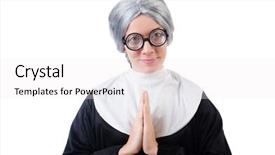  Presentation with nun - Presentation theme having googles modeling - comic nun isolated on white background and a white colored foreground