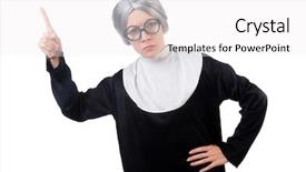  Presentation with nun - Presentation theme consisting of googles modeling - comic nun isolated on white background and a white colored foreground