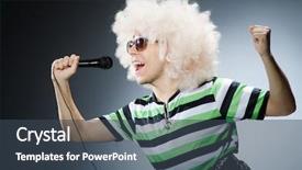  Presentation with modeling - Audience pleasing PPT theme consisting of googles modeling - funny man with afro hairstyle backdrop and a  colored foreground