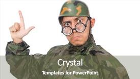  Presentation with modeling - Cool new theme with googles modeling - military man with a gun backdrop and a violet colored foreground