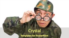  Presentation with modeling - Beautiful slide deck featuring googles modeling - military man with a gun backdrop and a tawny brown colored foreground