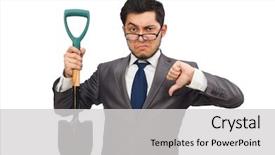  Presentation with spa white orchids black - Beautiful presentation design featuring googles modeling - young businessman holding a spade backdrop and a light gray colored foreground