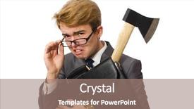  Presentation with modeling - Audience pleasing slide deck consisting of googles modeling - young businessman with axe isolated backdrop and a coral colored foreground