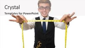  Presentation with young - PPT theme enhanced with googles modeling - young male tailor isolated background and a  colored foreground