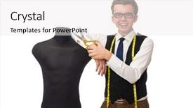  Presentation with blank whiteboard isolated on white - Presentation theme featuring googles modeling - young male tailor isolated background and a white colored foreground