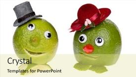 Presentation with eyes - Amazing PPT theme having googlies - funny fruit with face googly backdrop and a  colored foreground