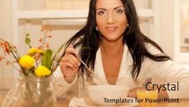  Presentation with breakfast - Presentation design featuring googlies - goog breakfast for young brunette background and a coral colored foreground