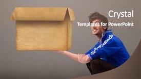  Presentation with cardboard or brown board paper - Amazing PPT theme having googlies - goog-looking young man holding backdrop and a  colored foreground