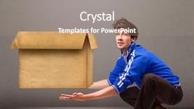  Presentation with cardboard or brown board paper - Cool new presentation theme with googlies - goog-looking young man holding backdrop and a  colored foreground