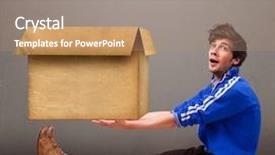  Presentation with cardboard or brown board paper - Presentation design consisting of googlies - goog-looking young man holding background and a  colored foreground