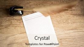  Presentation with feather pen ink - PPT theme featuring goose quill and ink background and a lemonade colored foreground