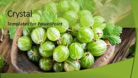  Presentation with gooseberry - Presentation with gooseberry - gooseberries in the wooden bowl background and a yellow colored foreground