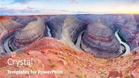  Presentation with utah - Presentation design featuring goosenecks are a famous entrenched meanders on san juan river sunset time goosenecks state park utah - usa panoramic photo background and a coral colored foreground